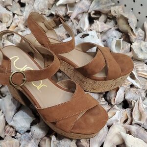 Sugar Brown Wedge Sandals with Ankle Strap